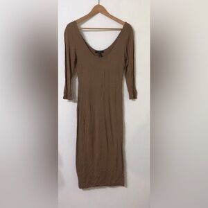 Forever 21 Brown Bodycon Long Sleeve Dress. M